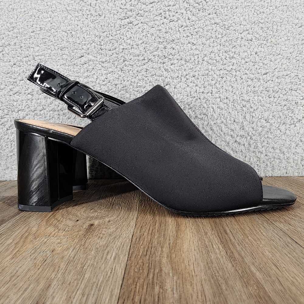 Donald Pliner Black Piri Slingbackβ Block Heel Open Toe Shoes Women Size 9.5M